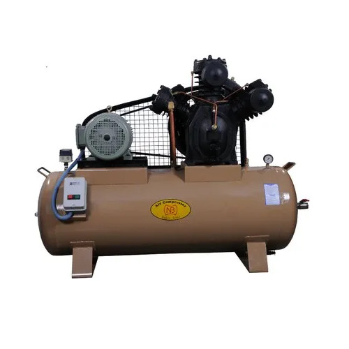 10 HP Two Stage Reciprocating Air Compressor - 300 L Tank Capacity, 21-50 CFM Flow Rate | Gray, Black, White, Brown, Lubricated, Air Cooled