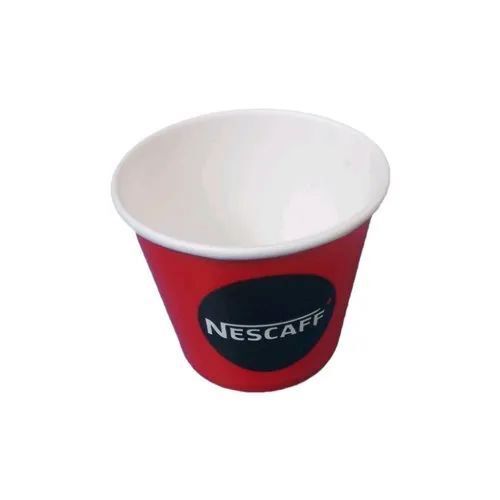 130 Ml Printed Paper Coffee Cup - Paper, 130 ml, Red and White | Lightweight, Food-Safe, Disposable, Leak-Proof, Grease-Resistant, Vibrant Prints, Smooth Texture