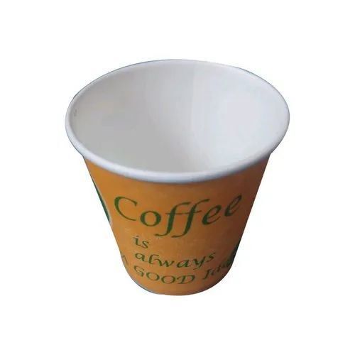 150 Ml Printed Paper Coffee Cup - Paper, 150 Ml, Yellow | Lightweight, Food-safe, Disposable, Leak-proof, Grease-resistant, Vibrant Prints, Smooth Texture, 100 Pieces per Packet