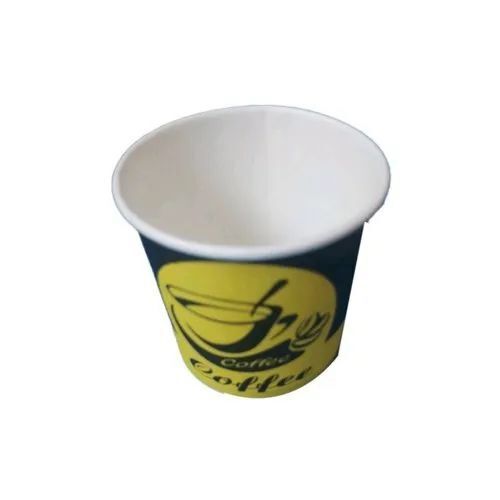 200 Ml Printed Paper Coffee Cup - Paper, 130 Ml, Yellow and Black | Lightweight, Food-safe, Disposable, Leak-proof, Grease-resistant