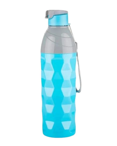 Blue Plastic Insulated Bottle - 750 Ml Capacity, Textured Design, Screw Cap Closure, Round Shape