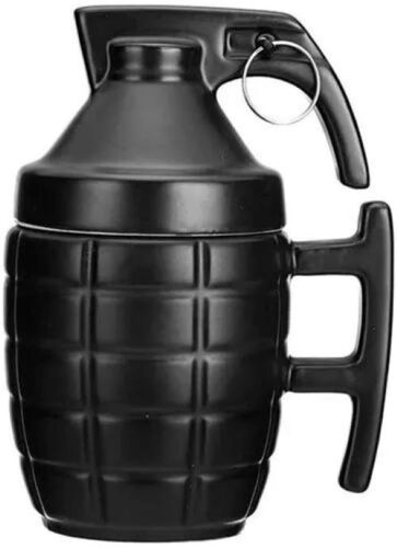 Ceramic Army Style Mug With Lid - 10 x 15 x 11 Centimeters | Microwave-safe, Dishwasher-safe, Stylish Design, Comfortable Grip, Heat-resistant, Food-safe, Sturdy