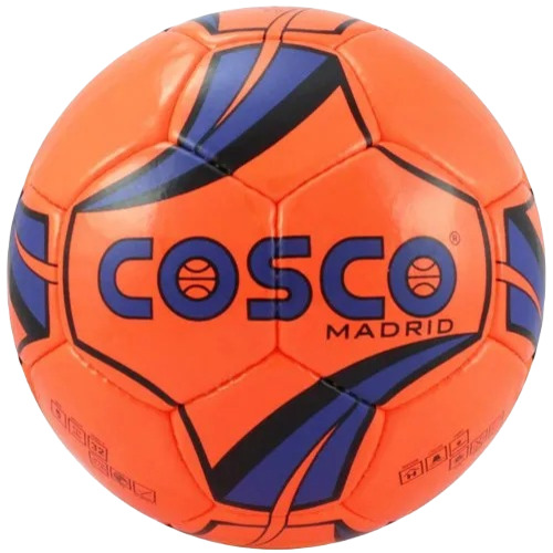 Cosco Madrid Football - PU Material, Size 5, 70 Cm Circumference, Orange Color | Machine-Stitched, New Condition