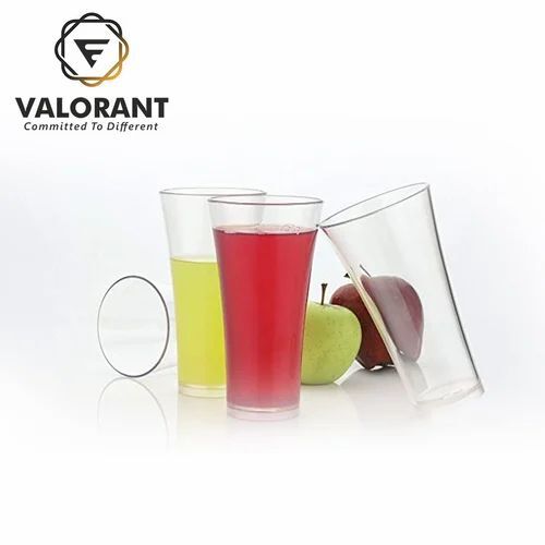 Juice Plastic Glass 6 Pcs Set - Plastic, 300 Ml Capacity, Transparent Color | Good Quality, Plain Pattern, New Condition