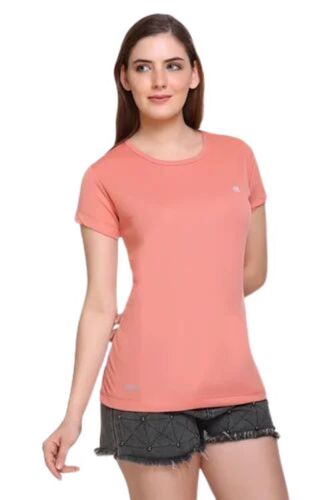 Ladies Round Neck Cotton T-Shirt - Cotton, Available in XS, S, M, L, XL, XXXL, Orange Color | Lightweight, Durable Stitching, Casual Style, Relaxed Fit, Machine Washable, Easy to Wear