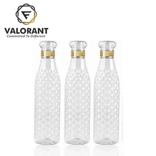 Plastic Diamond Shape Fridge Water Bottle - Plastic Material, Round Shape, Transparent Design | Simple Screw Cap for Easy Sealing
