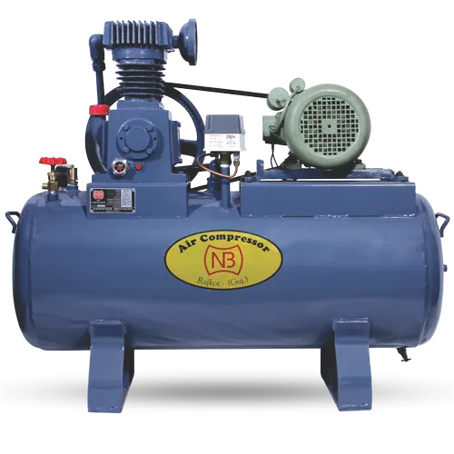 Reciprocating Air Compressor - 2 HP, 7 kg Output Pressure | Lubricated, Air Cooled, 130L Air Tank Capacity, Class I Air Quality, Single Stage Compression