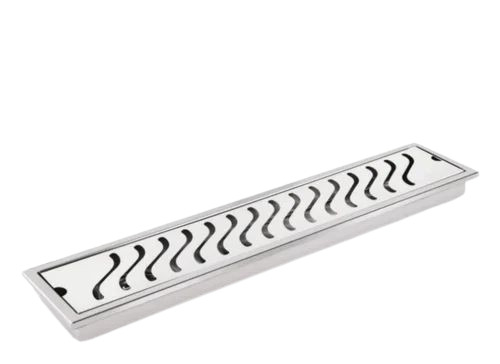 Shower Channel Drainer - Stainless Steel, 12x4 Inch Dimensions, Polished Silver Finish | Durable 304 Grade Metal Design