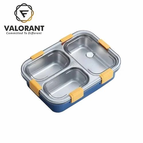 Stainless Steel Lunch Box 3 Compartment, Capacity: 800 Ml