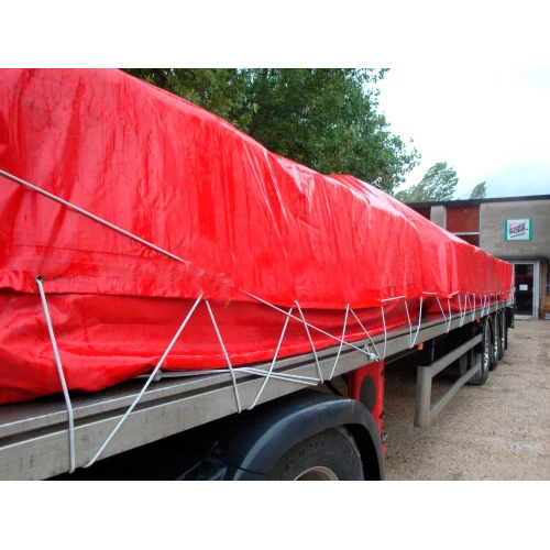 Truck Tarpaulin Cover - HDPE Material, 150-250 GSM Thickness | Waterproof, Red, Standard Woven Design for Transport and Shading