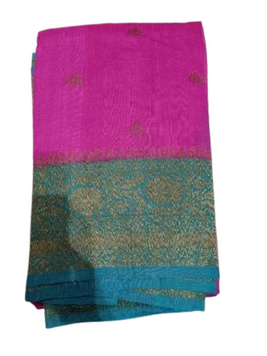 Tussar Silk Saree - 6.3 Meter Length with Blouse Piece, Light Weight and Breathable Fabric, 100% Pure, Banarasi Style, Beautiful Pink Printed Design for Summer and Winter Party Wear