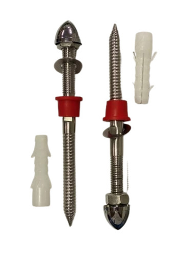 Wall Hung Rack Bolt Set - Mild Steel, 16mm Size, 150mm Length | Includes Two SS Rods, Two Brass Caps, PVC Sleeves, Nuts & Washers