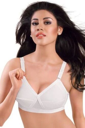 White Color Womens Bra - Cotton Fabric, Adjustable, Lightweight | Seamless Design, Breathable Material, Supportive Structure, Soft Texture, Lace Detailing