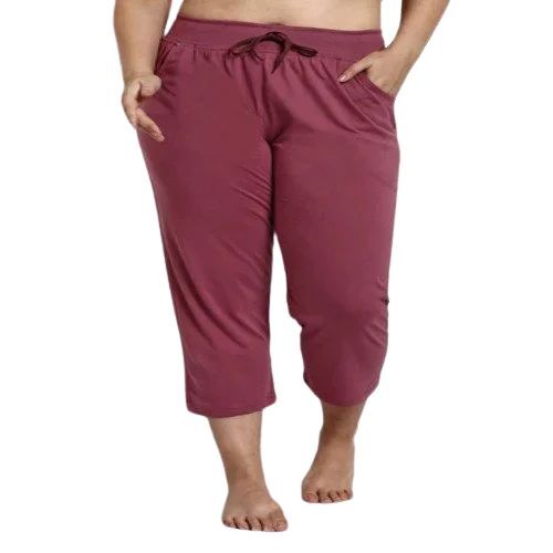 Women Cotton Capri - XS S M Sizes | Mehroon Color Breathable Material Stylish Design Chic Patterns Mid-Calf Length Lightweight & Versatile Wear Durable Stitching Anti-Wrinkle Feature