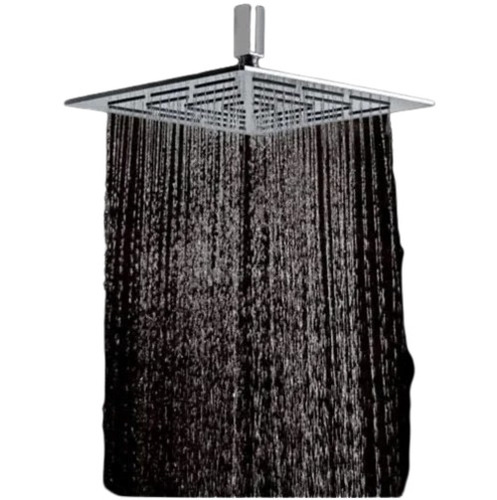 Stainless Steel Shower - Square Chrome Rain Shower Head | Overhead Shower, Rainfall Design, Contemporary Style, Single Piece Box Packing