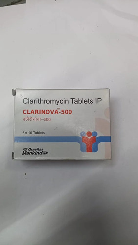 Clarinova Clarithromycin Tablets - 500mg Dosage for Hospital and Clinic Use | Prescription Required, Store in Cool and Dry Place