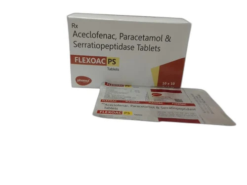 Aceclofenac Paracetamol And Serratiopeptidase Tablets - Medicine Grade, For Hospital And Clinic Use, Prescription Required, Store In Cool And Dry Place, Precautions Apply