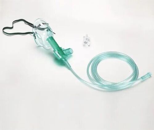 Adjustable Venturi Mask - 2m Length, Transparent Pvc Material, Green Triangle Shape | Head Band Securing Method, Sterilized, Disposable, Waterproof