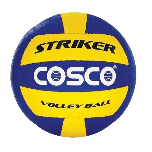 Cosco Striker Volley Ball - Rubber, Round, Yellow and Blue | Age Group: Adults, Machine Stitching, Printed Design, Ideal for Volleyball Play