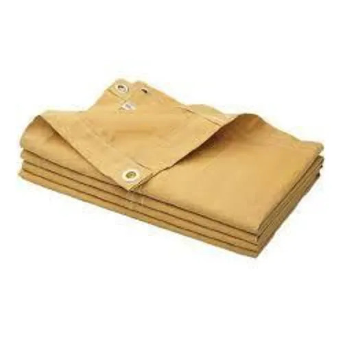 Cotton Canvas Tarpaulin - 0.40 mm-0.70 mm Thickness, Yellow Coated Material, Eco-Friendly with Heavy-Duty Eyelets, Water-Resistant and Tear-Resistant for Camping and Storage Use