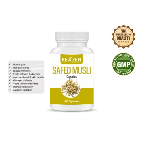 Safed Musli Capsules - Ayurvedic Medicine with 36-Month Shelf Life | Non-Prescription, For Adults, Store in Cool and Dry Place