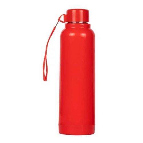 Stainless Steel Vacuum Bottle - Hot & Cold Insulation, Glossy Red Finish, Round Shape, Screw Cap Design