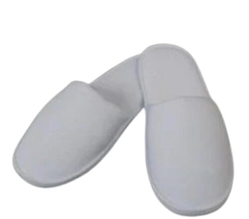 Unisex White Disposable Terry Slippers