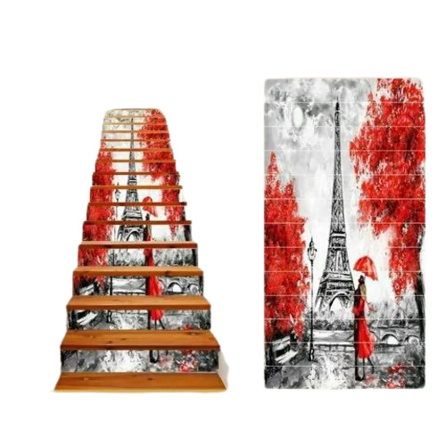 3D Stairs Risers - Safety Glass on Vitrified Tiles, Square Design for Home and Hotels | Customizable Size, Ideal for Bicycle Usage