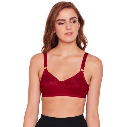 Designer Maroon Cotton Bra - Lycra Cotton Fabric, Size 30 to 44, Mehroon Color | Stylish Design, Breathable Material, Light Padding, Hook-and-Eye Closure, Floral Patterns, Elegant Appearance