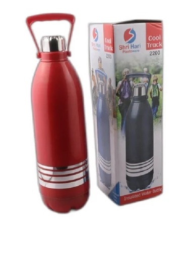 Fancy Cool Track Water Bottles With Handle - Plastic 2000 ML Multi-Color | Designer Leakproof Round Shape for Everyday Use