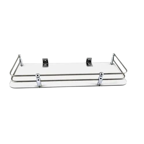 Glass Rectangular Shelf - Glass Material, 10 x 5 Inches Size, Transparent Color | Wall Mounted Design for Bathroom Storage