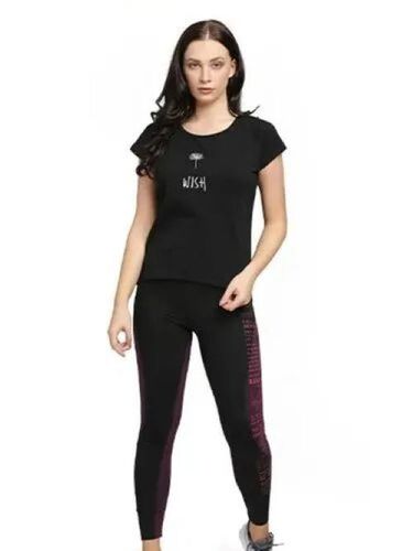 Ladies Space Tee - Black Cotton, Short Sleeves, Pre-shrunk Fabric, Durable Stitching, Tag-free Comfort, Easy-care Maintenance, Comfortable Stretch