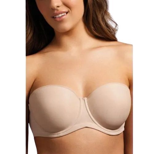 Ladies Strapless Bra - Premium Lycra Cotton, Beige | Flexible Movement, Racerback Style, Soft Lining, No Chafing Seams, Quick-Dry Technology