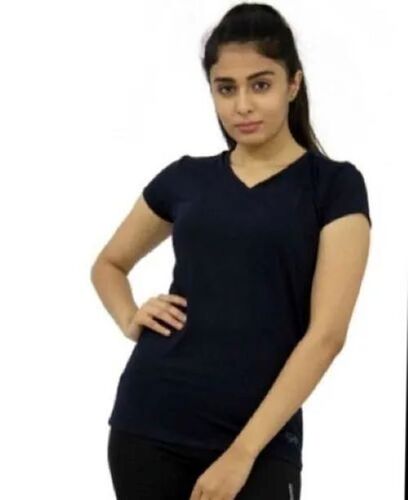 Ladies V Neck Cotton T Shirt