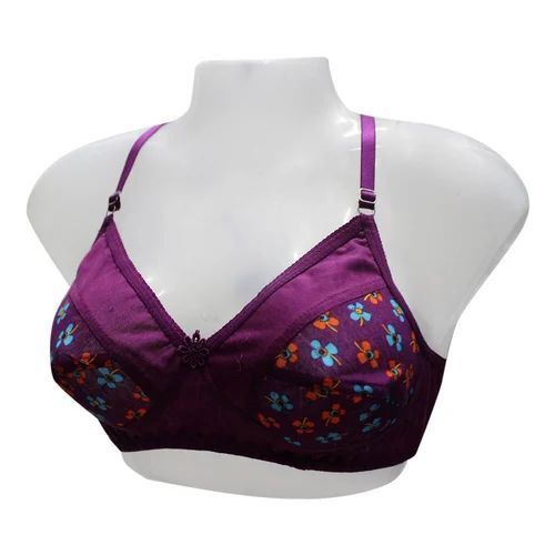 Multicolor Printed Bra - Cotton, Premium Quality, Purple | Comfortable Fit, Breathable Material, Adjustable Straps, Underwire Support, Light Padding