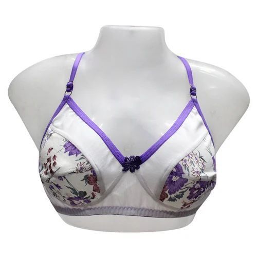 Printed Hosiery Bra - Cotton Material, Muuli Color | Comfortable Fit, Breathable, Adjustable Straps, Underwire Support, Light Padding