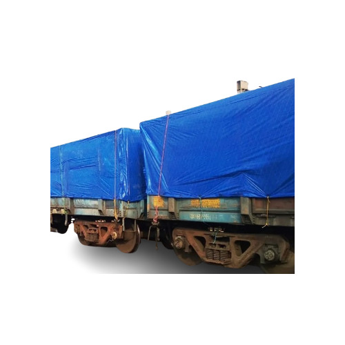 Railway Wagon HDPE Cover - 2 Meter 50 Micron Woven Fabric Waterproof Blue Material Plain Design