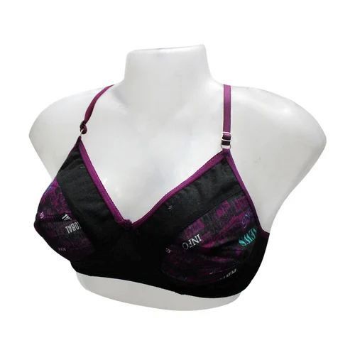 Smooth Cups Printed Ladies Bra - Cotton, Lightly Padded, Purple and Red | Comfortable Fit, Breathable Material, Adjustable Straps, Underwire Support