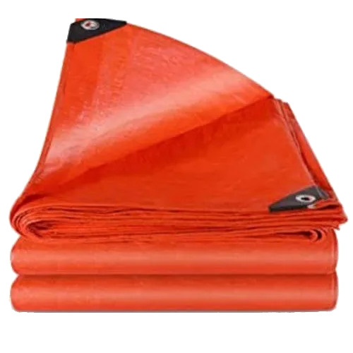 HDPE Plastic Tarpaulins - 110-200 GSM, Waterproof Orange Woven Material, UV Resistant with Reinforced Edges and Tear-Resistant Design