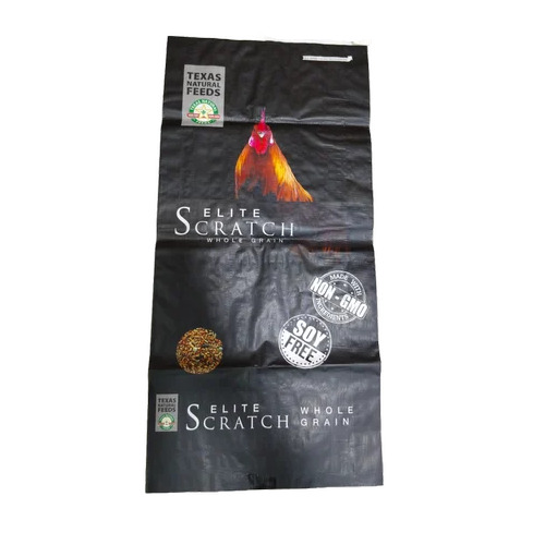 BOPP Cattle Feed Sack - 25 Kg Capacity, Black Color, Printed Design | Ideal for Industrial Food Use, Finished Surface Quality
