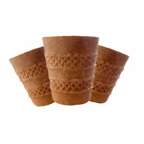 Crispy Edible Cup - 100% Pure A-Grade, Brown Color, Eggless Wafer Bread | Gluten Free, Sweet Taste, Crispy Texture, Vacuum Packed