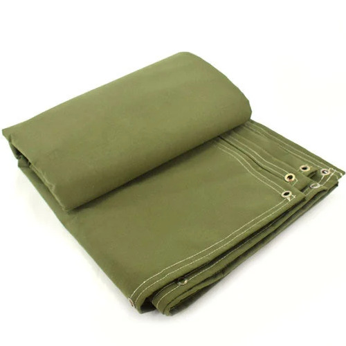 Green Cotton Canvas Tarpaulin - GSM 150 Waterproof Standard Design Knitted Technique Plain Tent Style for Tents Covers and Sheds