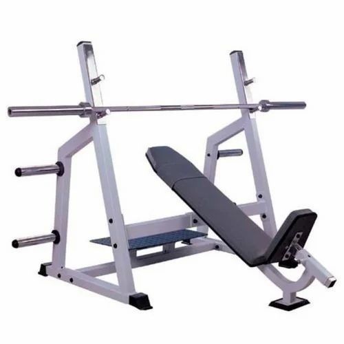 Incline Bench Press - Mild Steel, Approx. 65 Kg Weight, Polished Black and Silver Finish | Manual Operation, Commercial Grade Strength Machine for Muscle Gain and Shoulder Exercises