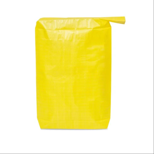 Plain Block Bottom Valve Bag - Plastic, 10 Kg, Yellow | Valve Bag Design, Recyclable, Ideal for Cement Storage Solutions