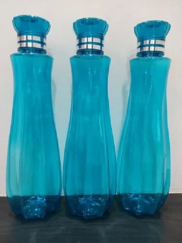 PET Fridge Water Bottles - 1000ml Round Blue Plastic | Designer, Portable, Leakproof