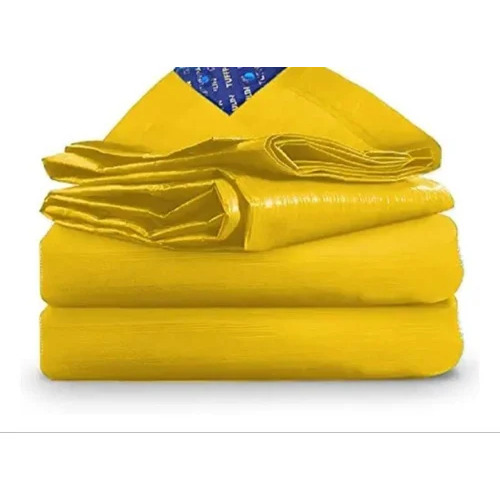 Yellow HDPE Woven Tarpaulin - Waterproof, UV-Resistant, Tear-Resistant, Lightweight, Durable Material, Reinforced Edges, Heat-Sealed Seams