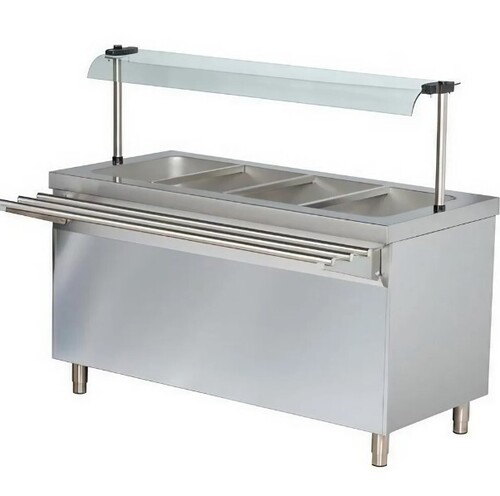 Bain Marie Service Counter - Stainless Steel SS202/SS304, Rectangular Silver Design Ideal for Restaurant and Home Use