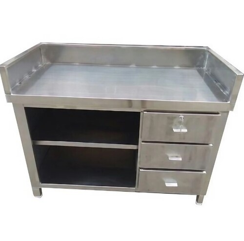 Cash Counter - Customized Rectangular Design, Stainless Steel Material, Silver Color | Commercial Usage, Suitable for All Sizes