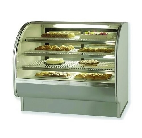 Curved Glass Display Counter - Color: Silver