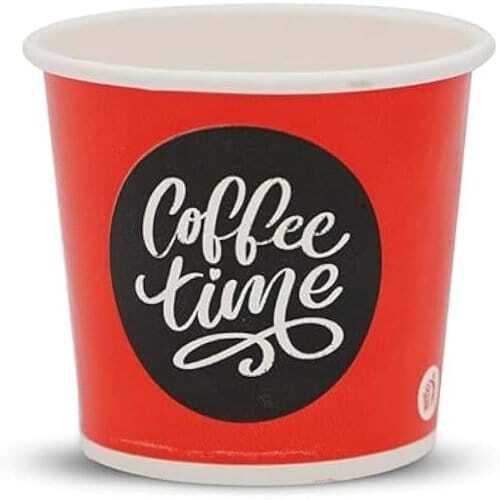 Disposable Paper Cups - 80-100ml Size, Red & Black Printed Design | Heat & Cold Resistant, Lightweight, Biodegradable, Eco-friendly, Set Of 50
